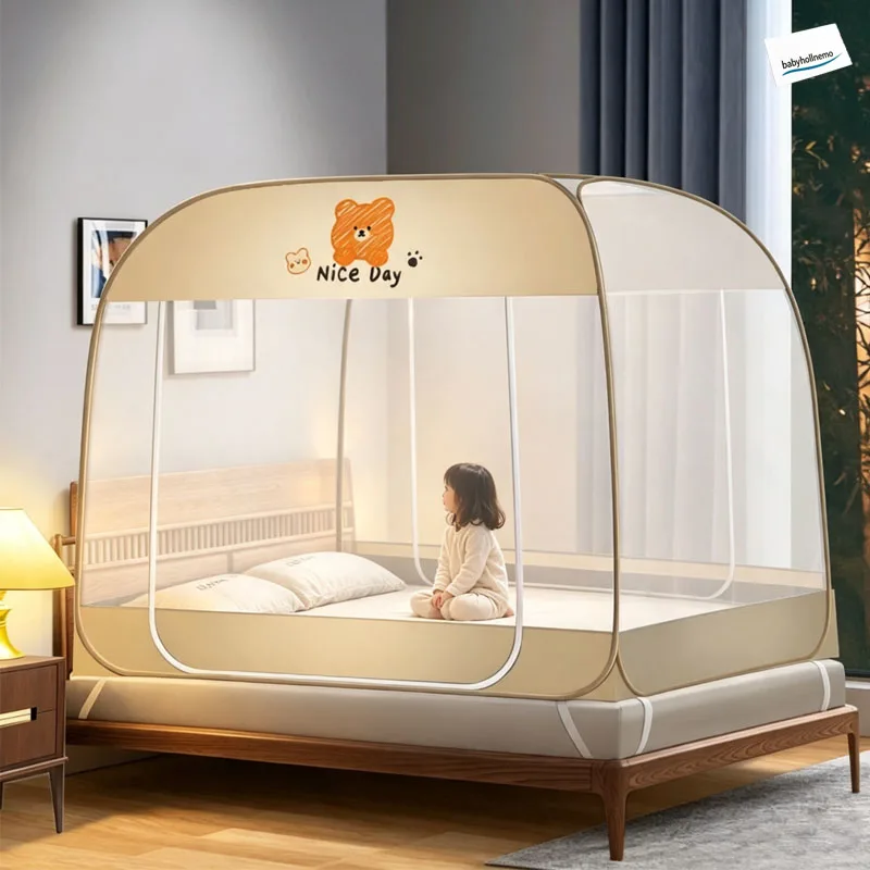 Foldable Pop Up Mosquito Tent For Bed Self Support Double Zipper Breathable Mesh Anti Mosquito Net For Bedroom