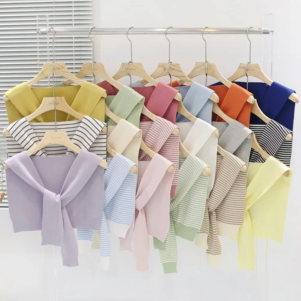 Fashion Knitted Shawl Scarf Thin Solid Color Wrap Scarf Neck Guard Knot Design Wool Cape Shawl Women