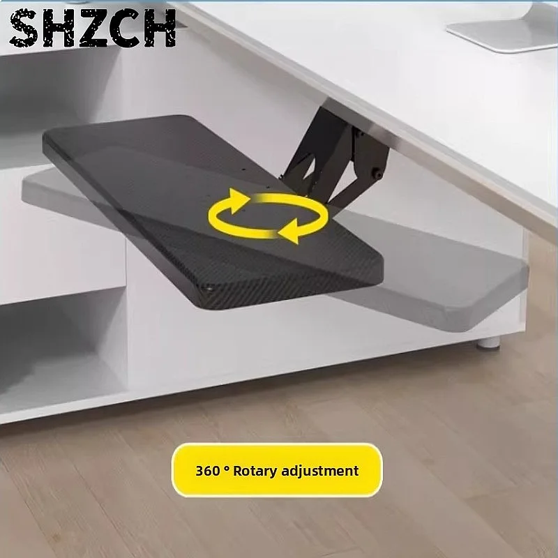 Under Desk Keyboard Drawer with Sliding Adjustable Mouse Tray Rotating Extension Workspace