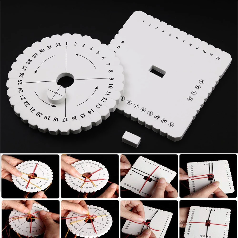 4Pcs Braiding Disk Round Square Kumihimo Beading Cord Disc Braiding Braided Plate DIY Bracelet Loom Weaving Board