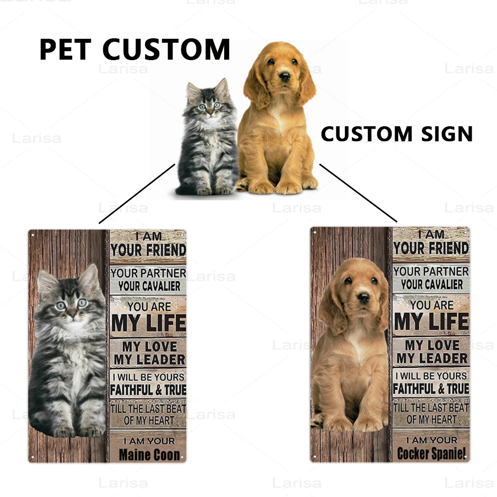 

Custom Pet Portrait Tin Signs Metal Plate Animal Dog Poster Retro Plaque Home Decor Wall Sticker Iron Poster Customize Plates