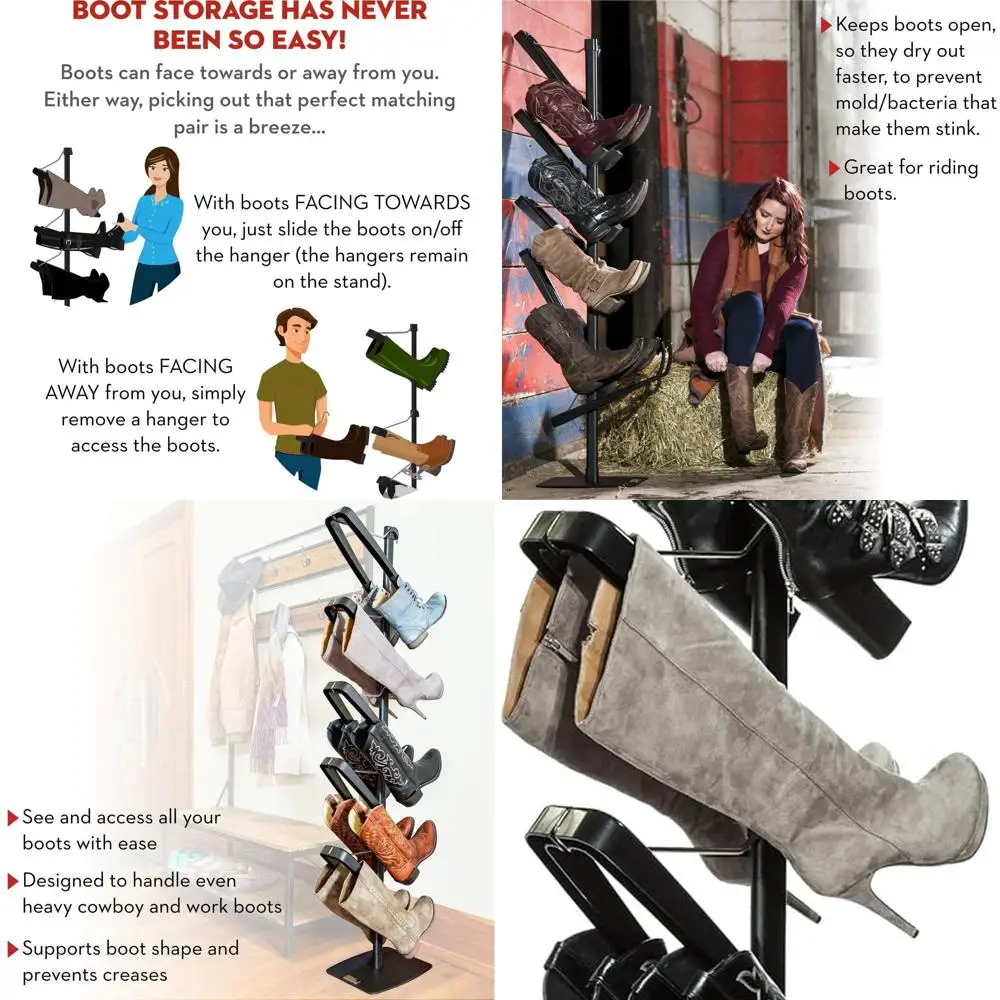 

5-Pair Boot Storage Organizer and Shaper: Elevate Floor Space & Preserve Boot Shape