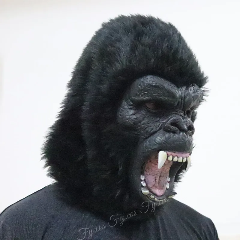 Orangutan Plush Head Cover Animal Mask Full Face Cosplay Gorilla Monkey Activity Performance Clothes Halloween Costume for Men