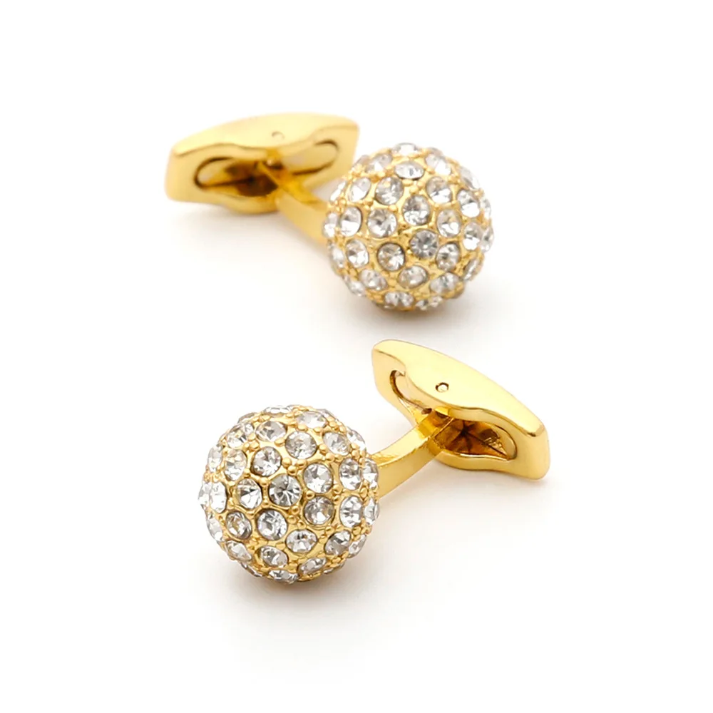 Golden Bead Spherical Cufflinks Exquisite And Elegant Banquet Cufflink Men's Business Party Shirt With Eye-catching Decorative