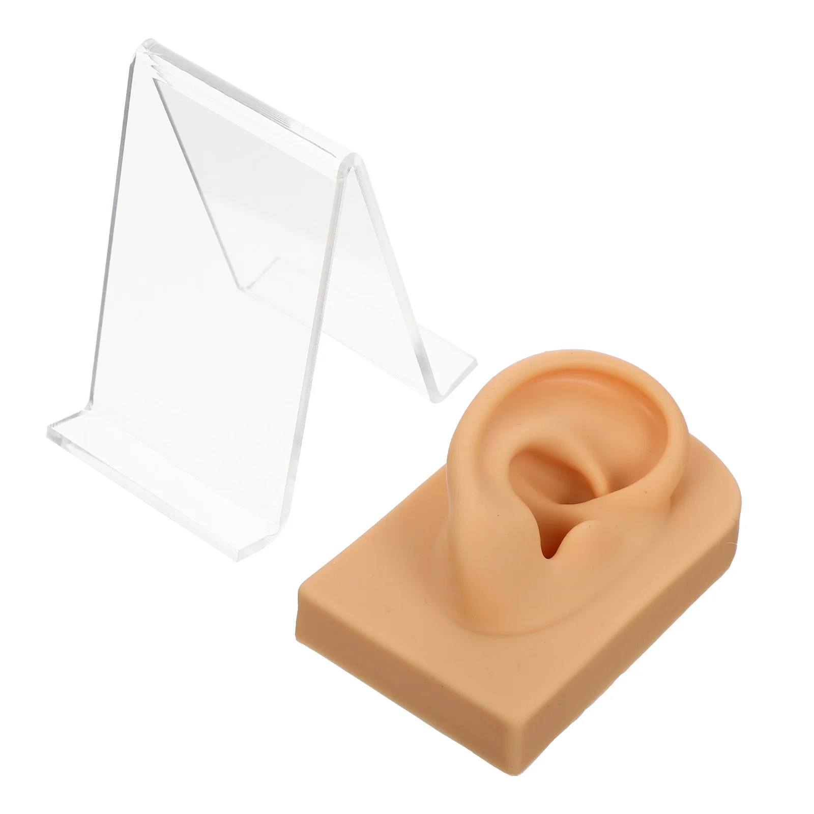 

1 set 1 Set Soft Silicone Training Fake Ear For Piercing Practice, Multi-Function Countertop Earring Holder Display Tool,