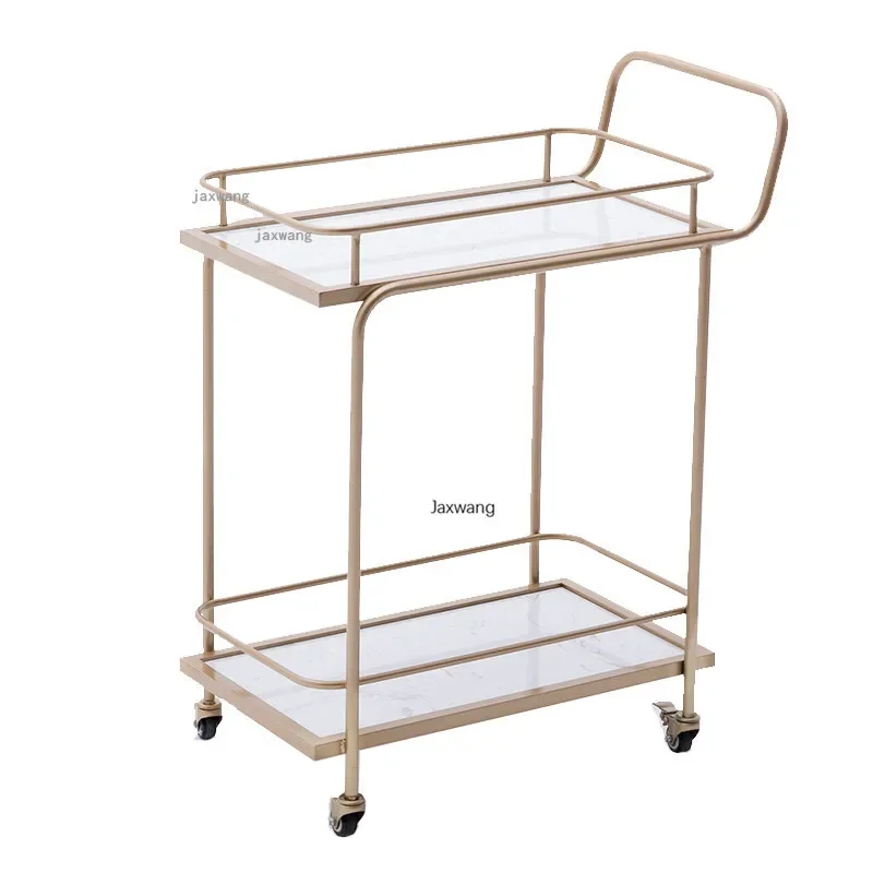 Customized Kitchen Trolleys Home Mobile Trolley High-end Wine Trolley Golden Iron Marble Merchant Creative Kitchen Island GM