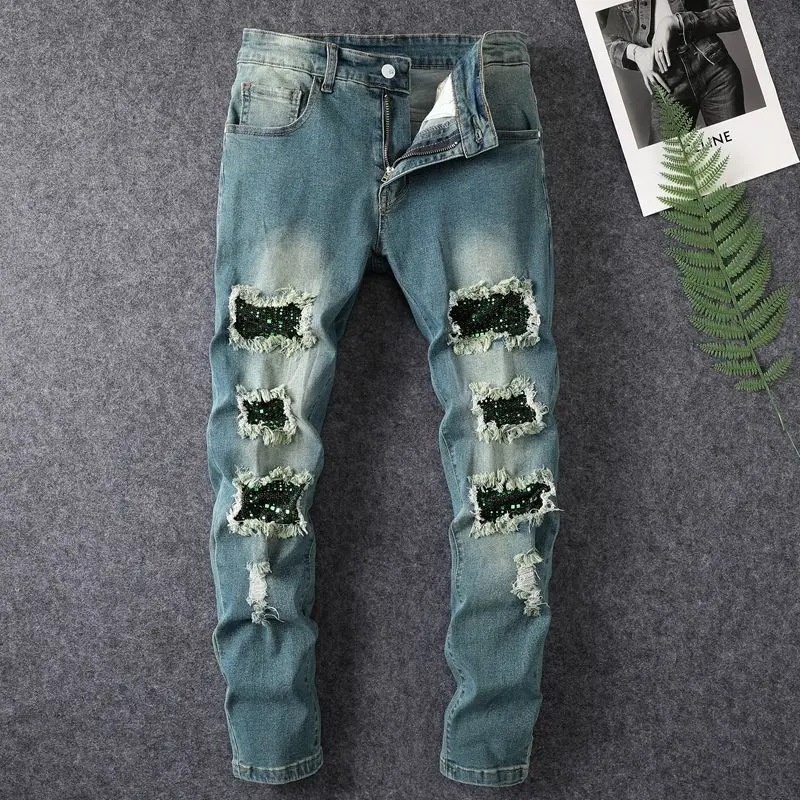 

Men's Jeans Casual Slim Fit Small Feet Men's Ripped Pants Versatile