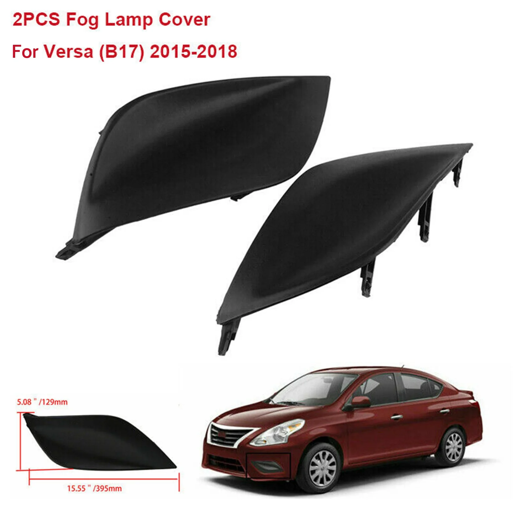 1 Pair Front Fog Bumper Lamp Light Bezel Cover for 2015-2018 Nissan Versa Sedan 622566W80A,622576W80A