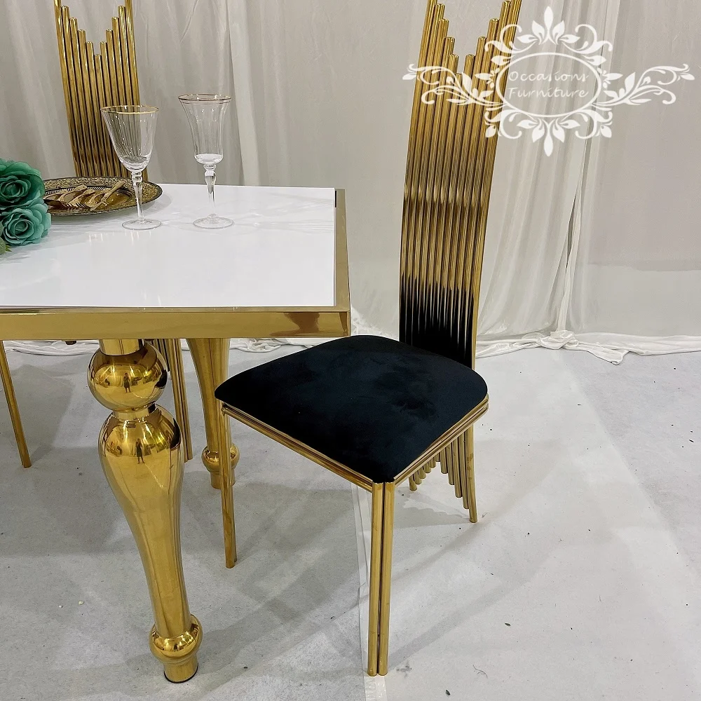 

Свадебные стулья Круглые трубы Мебель из нержавеющей стали с высокой спинкой