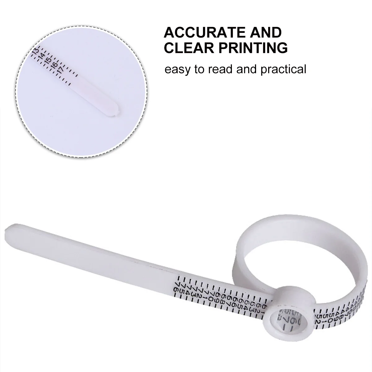 

1 pc Plastic Ring Jewelry Measurement Finger Durable Portable Accurate Clear Printing Easy Storage Wedding Birthday Gift