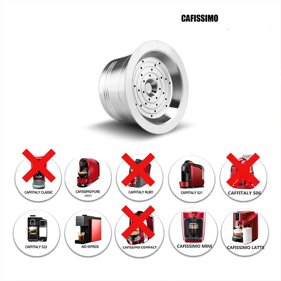 ICafilas Refillable For Cafissimo Classic Coffee Capsule Reusable Filter For Caffitaly Tchibo Mahcine ECO STAINLESS STEEL