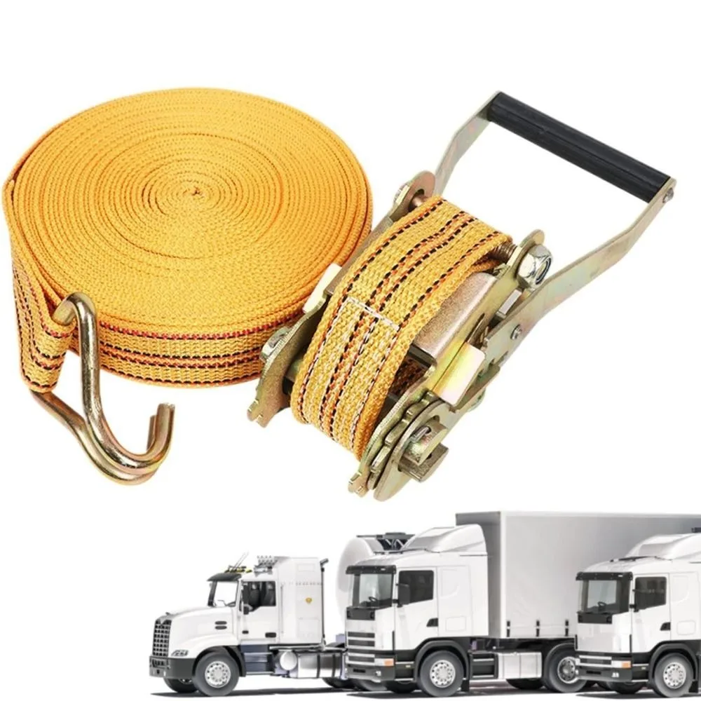 Double Hook Truck Front Cargo Ratchet Strap with Metal Buckle Multi-purpose Bundling Belt Tension Rope Adjustable
