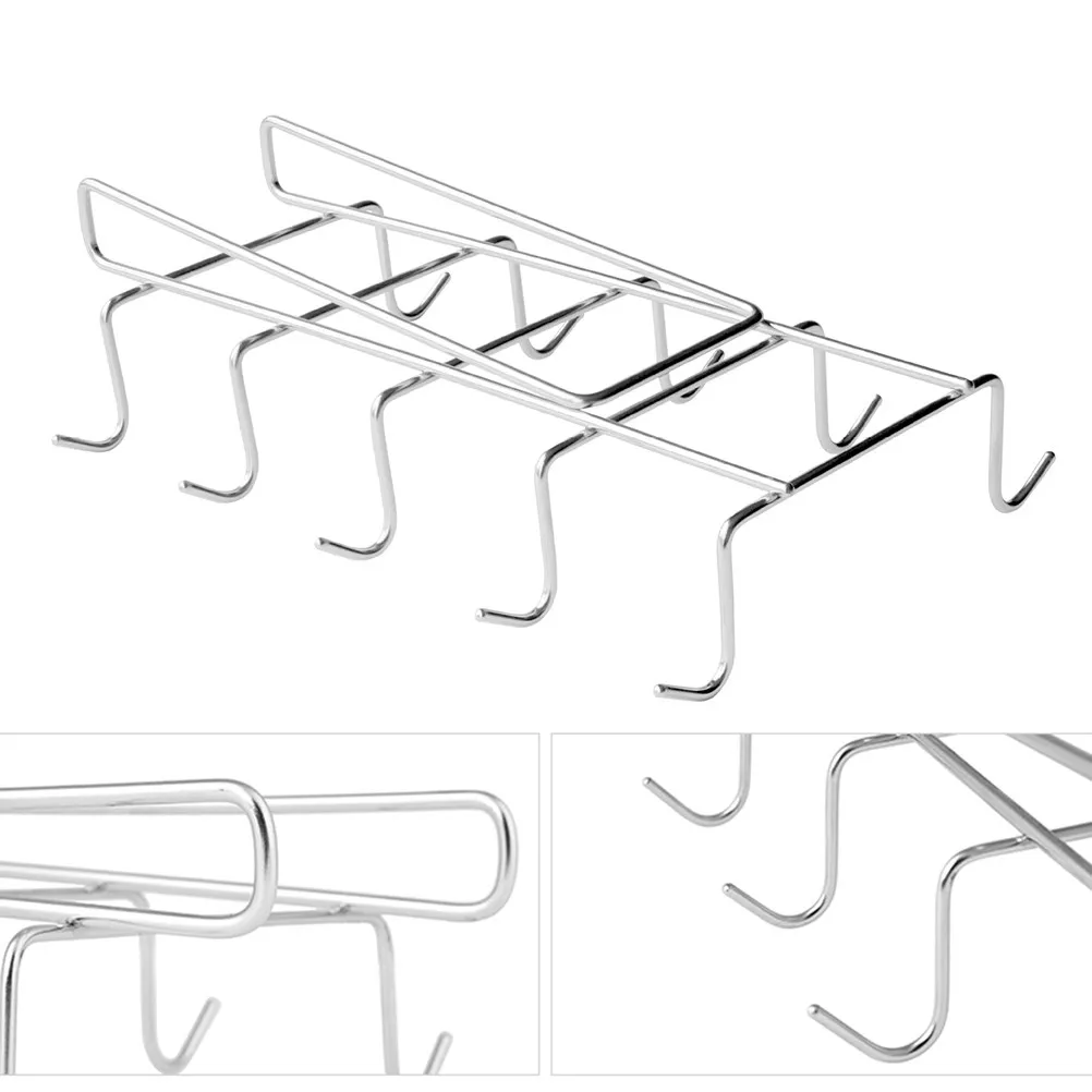 1Pcs Stainless Steel Cup Holder Rack Space Saving 10 Hooks Kitchen Storage Organizer Wine Coffee Mug Dishes Holder