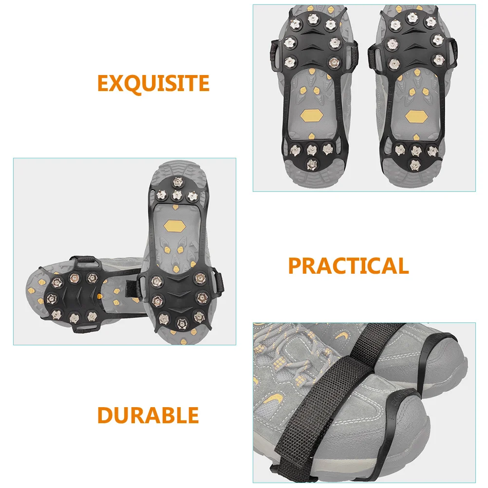 

1 Pair Ice Gripper Shoe Covers Black Rubber Metal Anti-Slip Climbing Hiking Walking Snow Outdoor Supplies Slip-On Grippers For