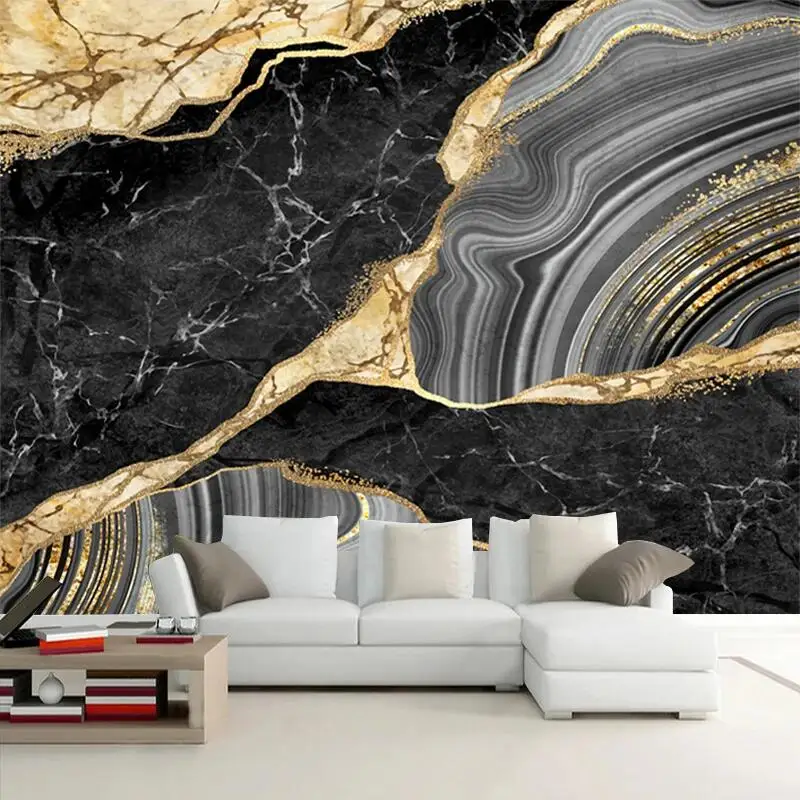 

Custom Mural Wallpaper Modern Black Marble Texture Wall Painting Living Room Sofa Background Wall Home Decor Papel De Parede 3D