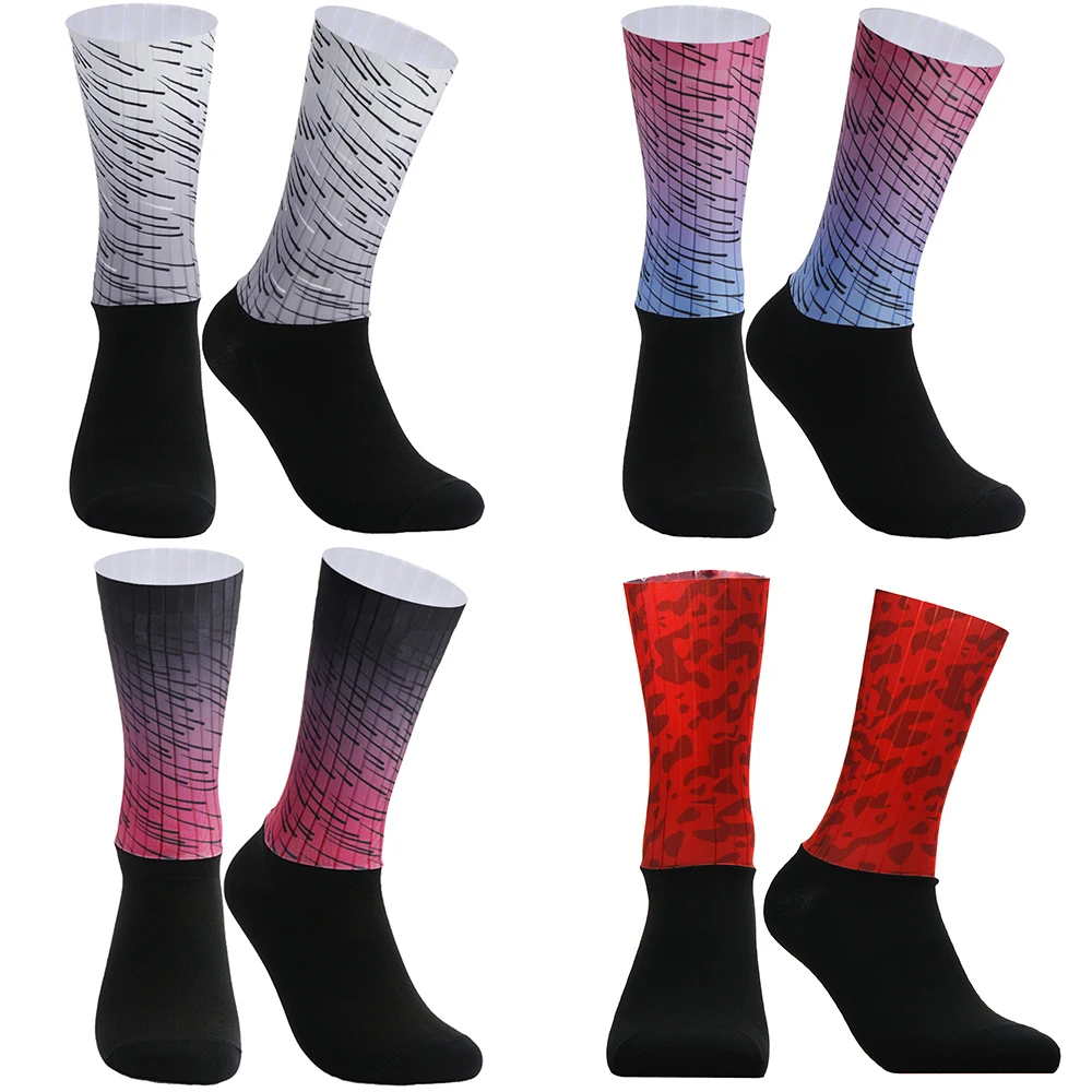 2023 Bike Team Aero Socks calzini da ciclismo antiscivolo senza cuciture calzini sportivi a compressione da corsa all'aperto