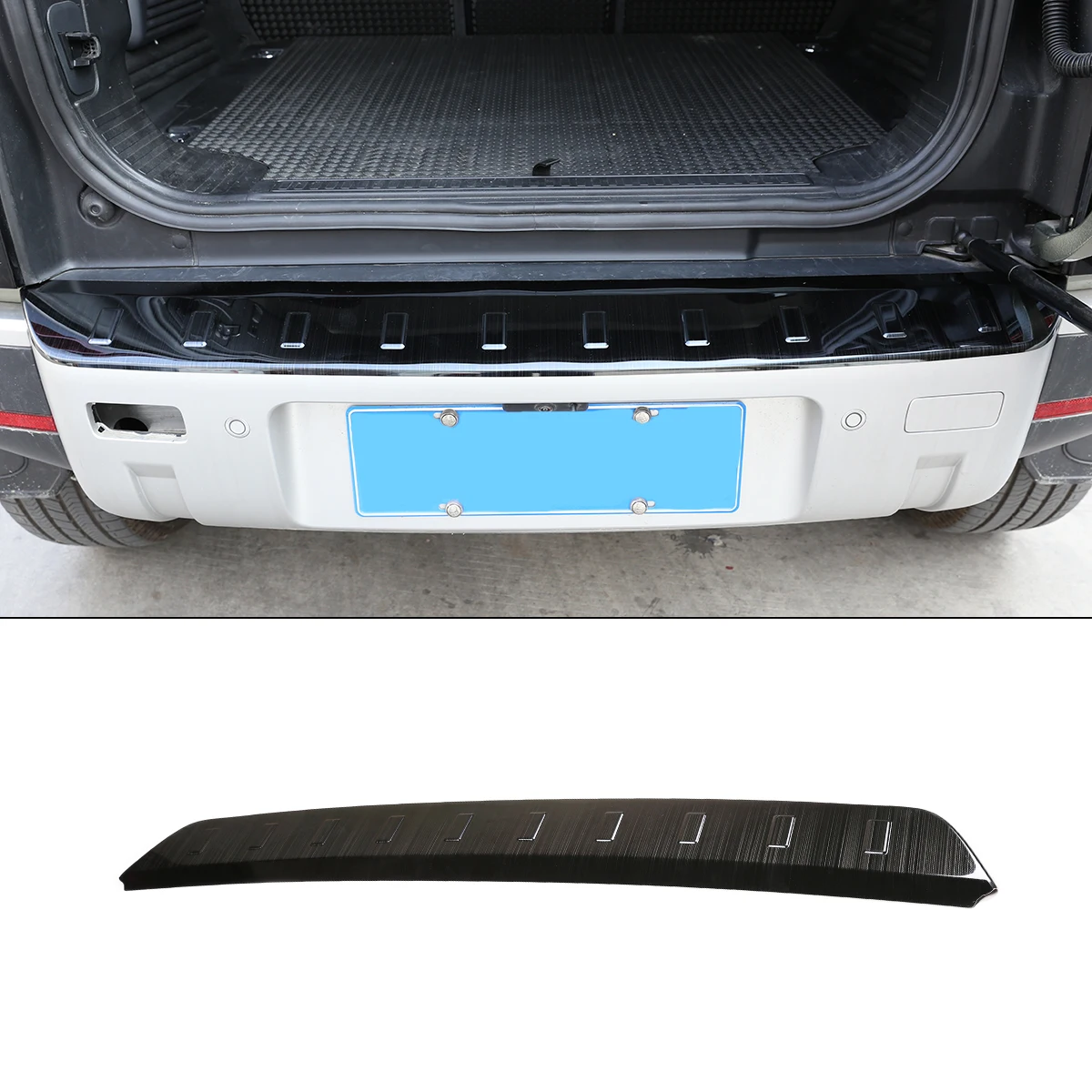 For 2020-2024 Land Rover Defender 110 Stainless Steel Black Car Styling Rear Bumper Protective Cover Sticker Auto Parts