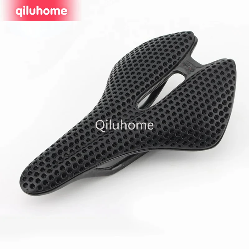 ODI Carbon Fiber 3D Printing Bike Saddle 150mm Ultra-Light and Breathable Hollow Honeycomb Cushion Soft Seat for Road Bike/MTB