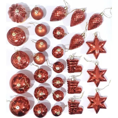 Christmas New Year Ornament Pine Tree Ornament Mixed 28'li Red