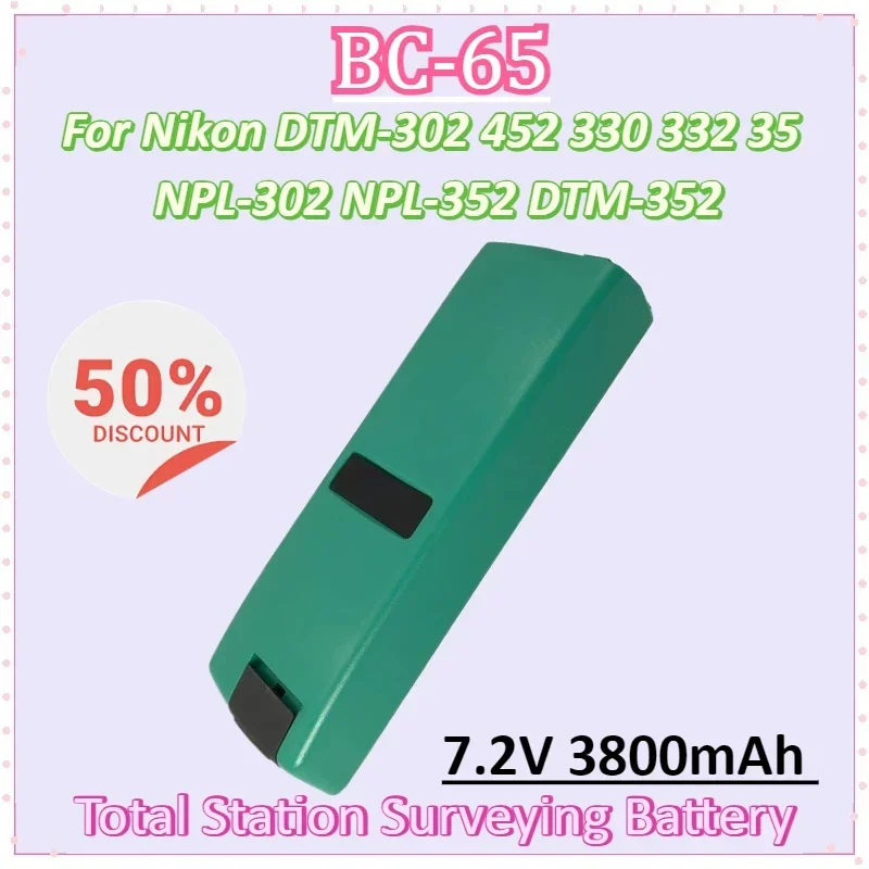 

BC-65 7.2V 3800mAh NiMH Total Station Surveying Rechargeable Battery for Nikon DTM-302 452 330 332 35 NPL-302 NPL-352 DTM-352