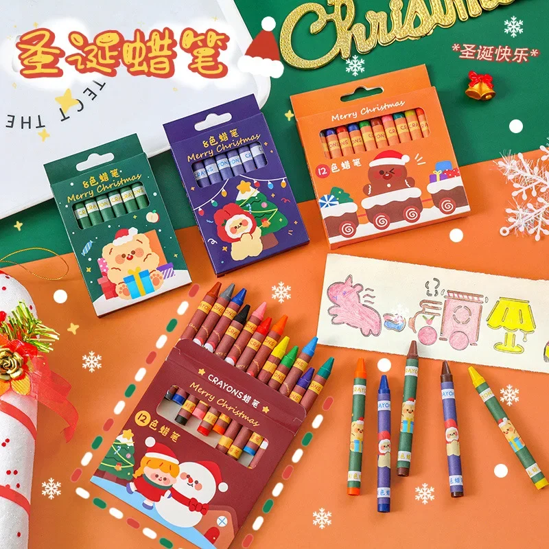 Christmas Color Wax Caryon Set, Children's Graffiti Painting Pen Art Oil Stick Gifts