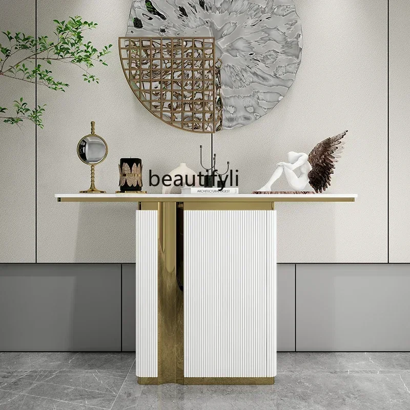 TTT New arrive Light Luxury Entrance Cabinet Advanced Entrance Platform Corridor Simple Modern Slate End View Platform