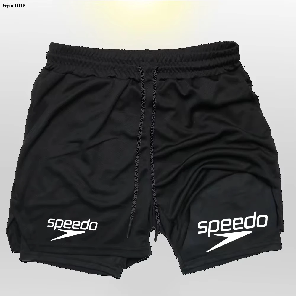 Shorts de treinamento fitness 2 em 1, adequados para homens, shorts de secagem rápida para corrida na praia, shorts esportivos ao ar livre, shorts de basquete fitness