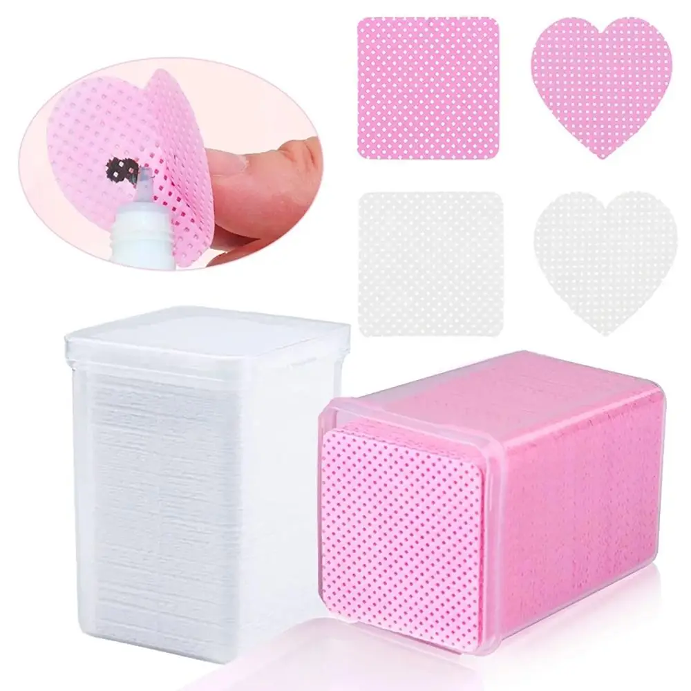 200Pcs/Box Lint Free Clean Cotton Tablet Non-Woven Fabric Eyelash Extension Nail Glue Wipes Cotton Pad Nail Gel Polish Remover