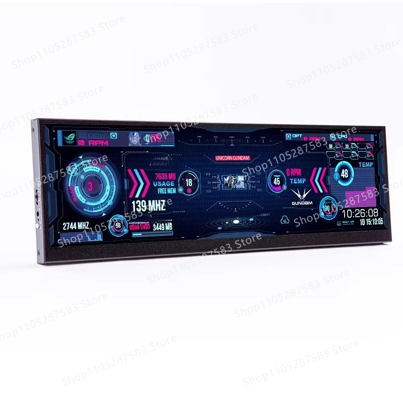 Chassis long-bar touch screen expansion dual-screen 4K computer gaming and stock trading desktop DIY monitor