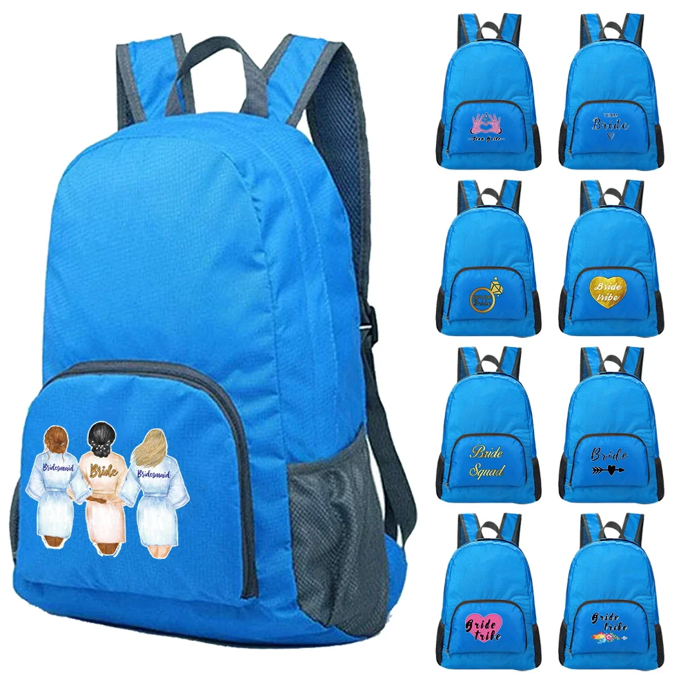 Outdoor Travel Sports Lightweight Packable Backpack Foldable Ultralight Folding Backpack Bride Printed Daypack Bag for Men Women