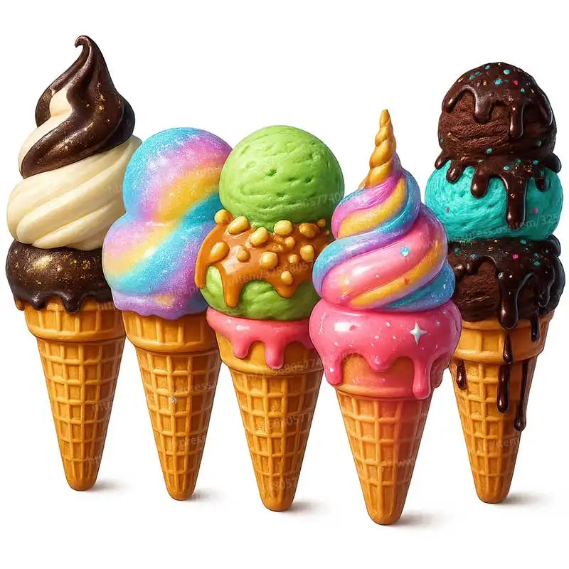 

Colorful Ice Cream Dessert Art Wall Sticker Kitchen Decoration Dining Room Living Room Cabinet Refrigerator Decal Stickers M1269