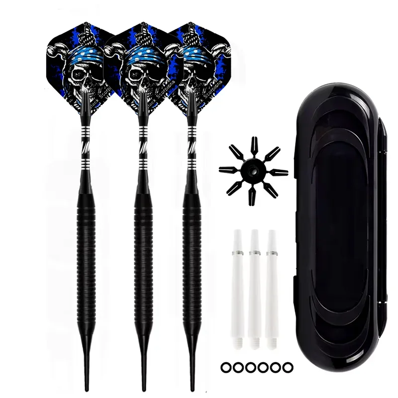 20g Professional Soft Tip Darts Set Black Non-slip Barrel Golden Pattern Dart Flight for Electronic Dartboard Indoor Competition