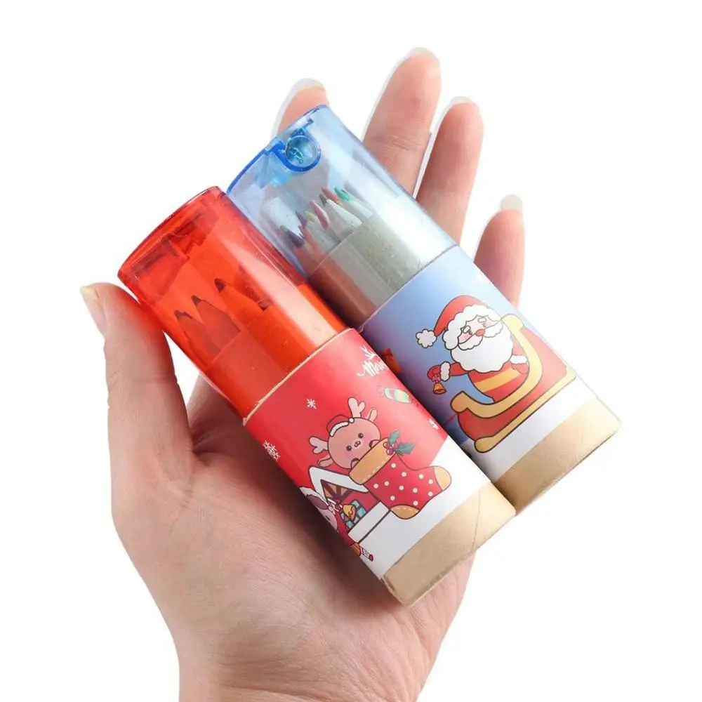 with Built-in Sharpener Hand-Painted Sketch Supplies Sketching Pen Wooden Pencils Drawing Pencils Christmas Colored Pencils
