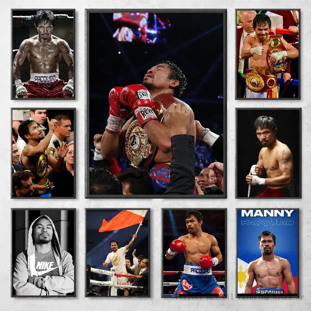 1PC Manny Pacquiao Poster Self-adhesive Art Waterproof Paper Sticker Coffee House Bar Room Wall Decor