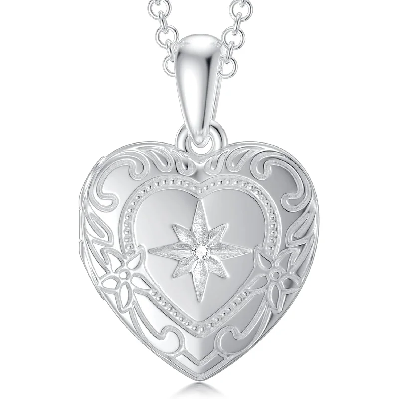 

Personalized Custom Photo Locket Necklace 18K Gold/Silver Plated Heart-Shaped 5A CZ Hypoallergenic Adjustable Chain Unisex Gift