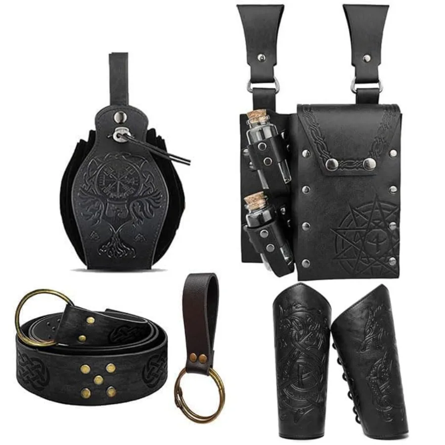 

Renaissance Belt Pouch Purse Viking Bracer Hook Halloween Set Medieval Festival Costume Accessory Casual Fanny Pack Waist Bag
