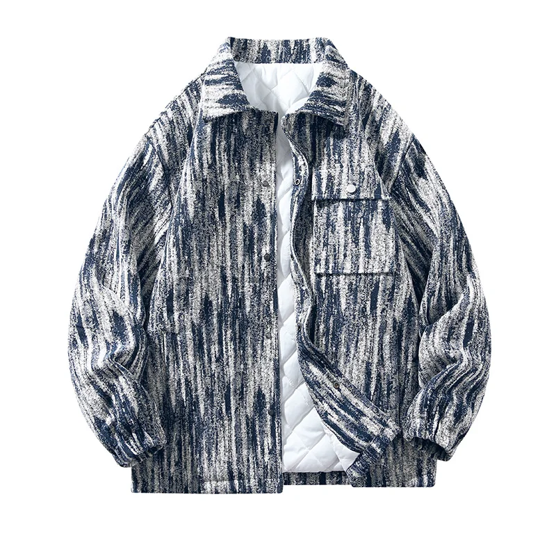 

Niche Artistic Pattern Lapel Button Design Men's Trendy Loose Jacket Street Style Textured Top Casual Outing Niche Trendy Lapel Workwear Style Thickened Version
