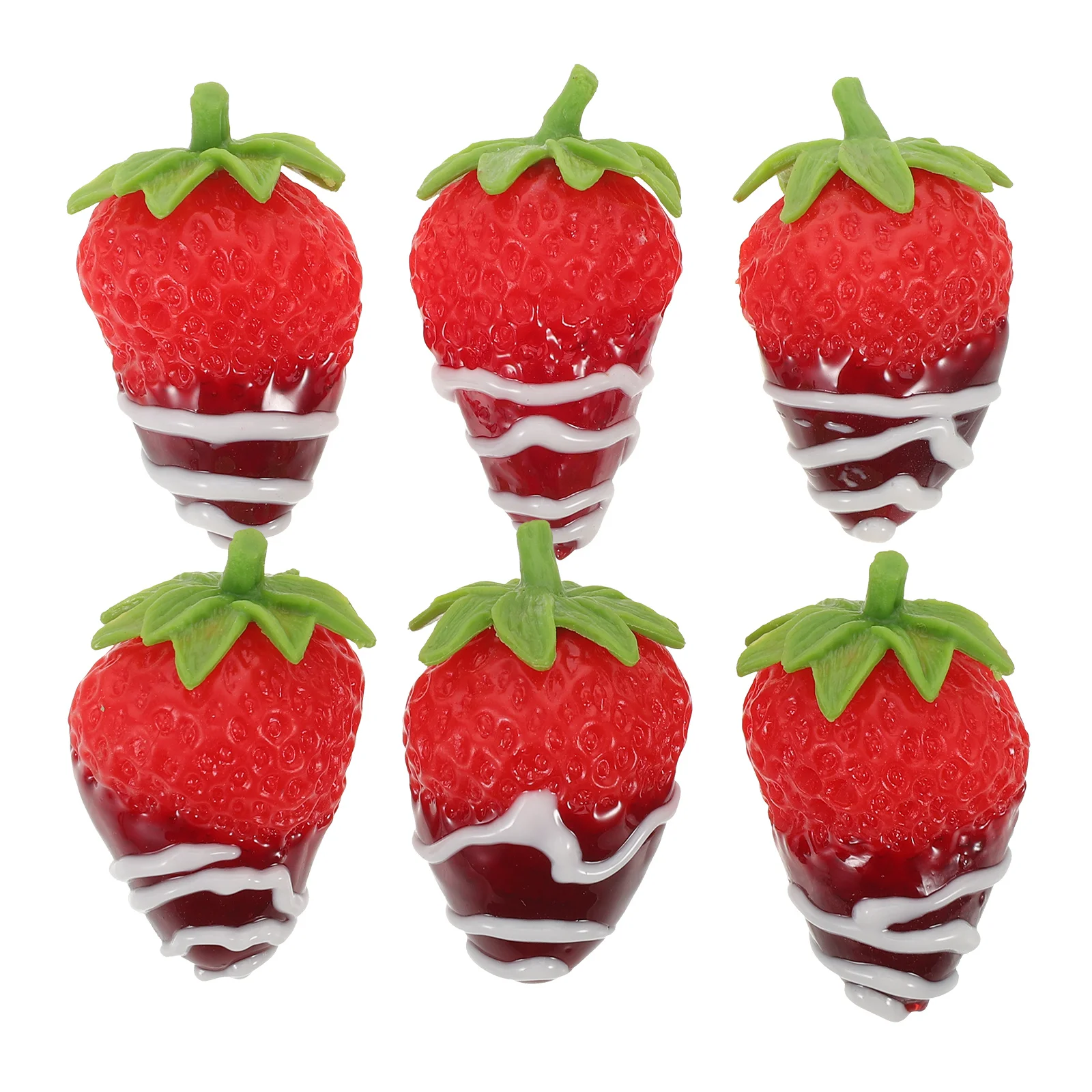 

6Pcs Realistic Artificial Strawberries Imitation Strawberry Decoration Chocolate Dipped Fake Fruit for Photo Prop