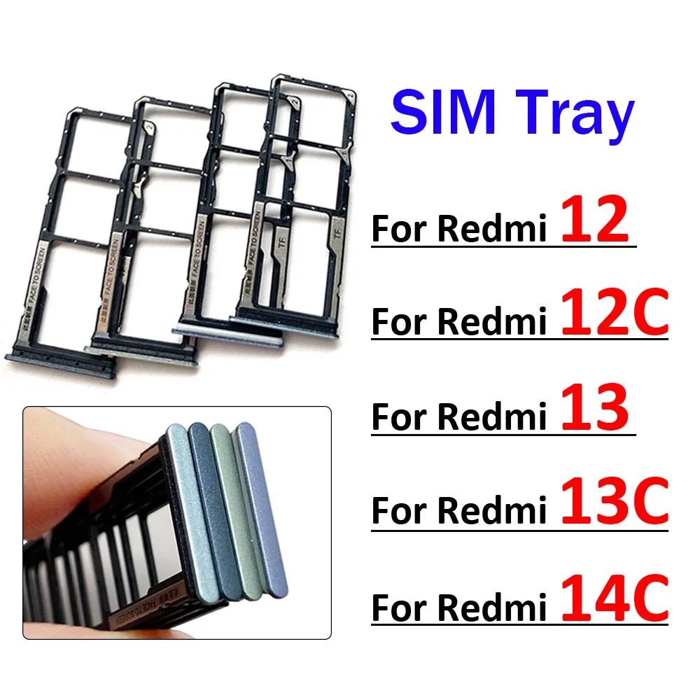 

New SIM Card Slot SD Card Tray Holder Adapter For Xiaomi Redmi 12 12C 13 13C 14C Replacement Parts