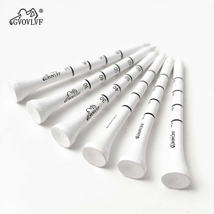 50pcs GVOVLVF Bamboo Golf Degree Scale Tees 83mm Long Tees Golf Strong Sustainable Biodegradable Adjustable Depth White