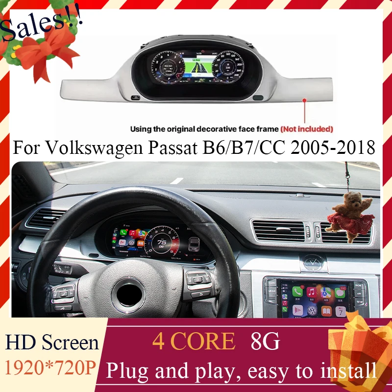 Car LCD Digital Dashboard Panel For Volkswagen Passat CC B6 B7 2005 - 2018 Virtual Instrument Cluster Cockpit Gauge Speedometer