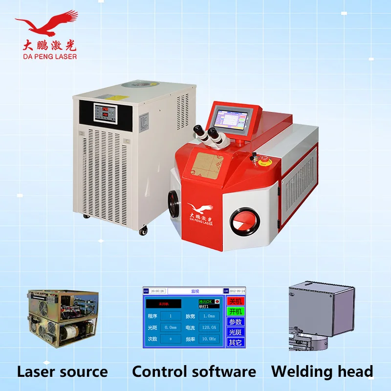 Jewelry Fiber Laser Automatic New Spot Welding Machine-200W Water Cooling High Precision Red Cabinet