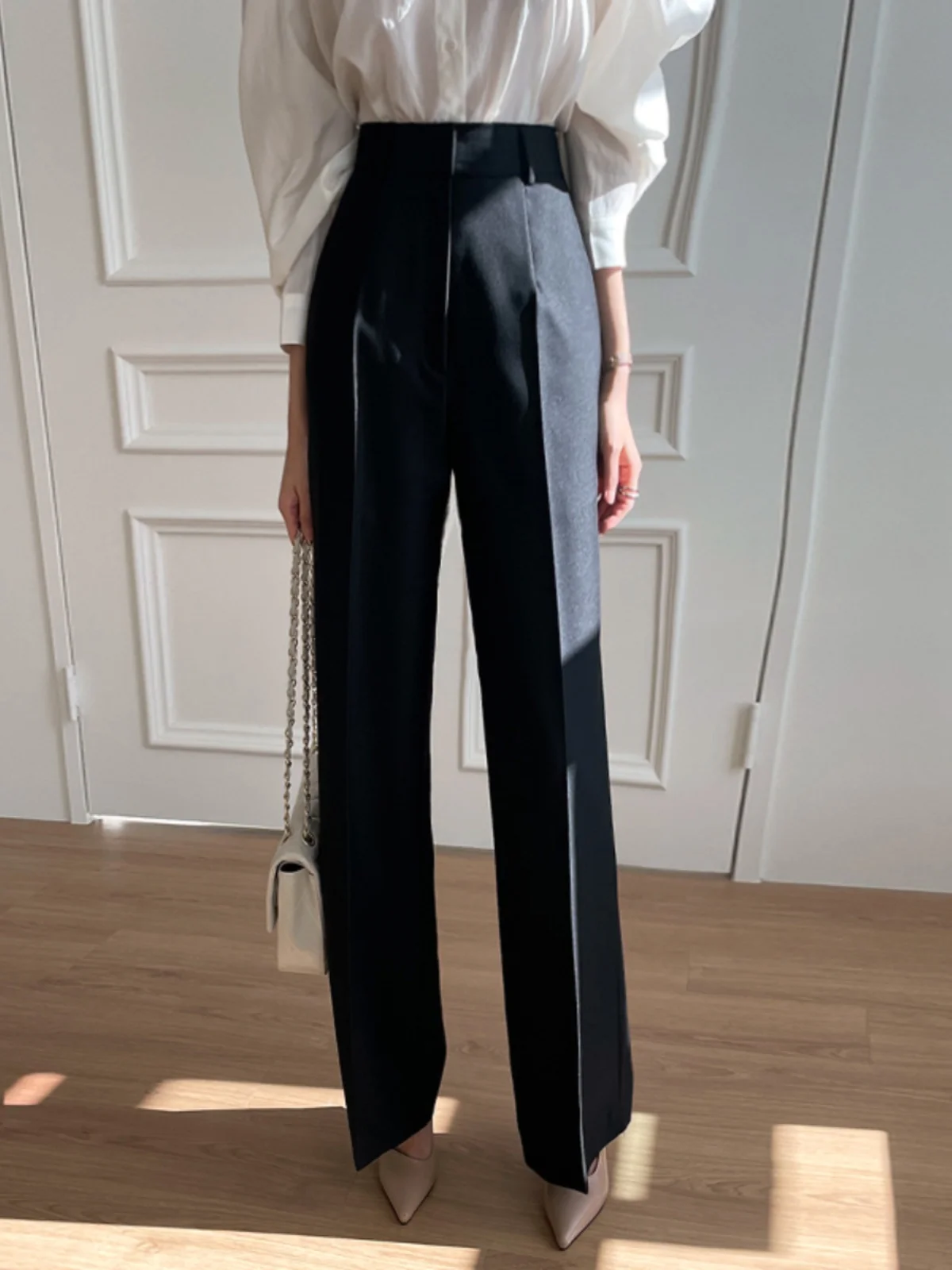 

High Waist Straight Leg Suit Pants Women's Summer Style Wide Leg Casual Trousers Slimming Hip Covering Comfortable Fit