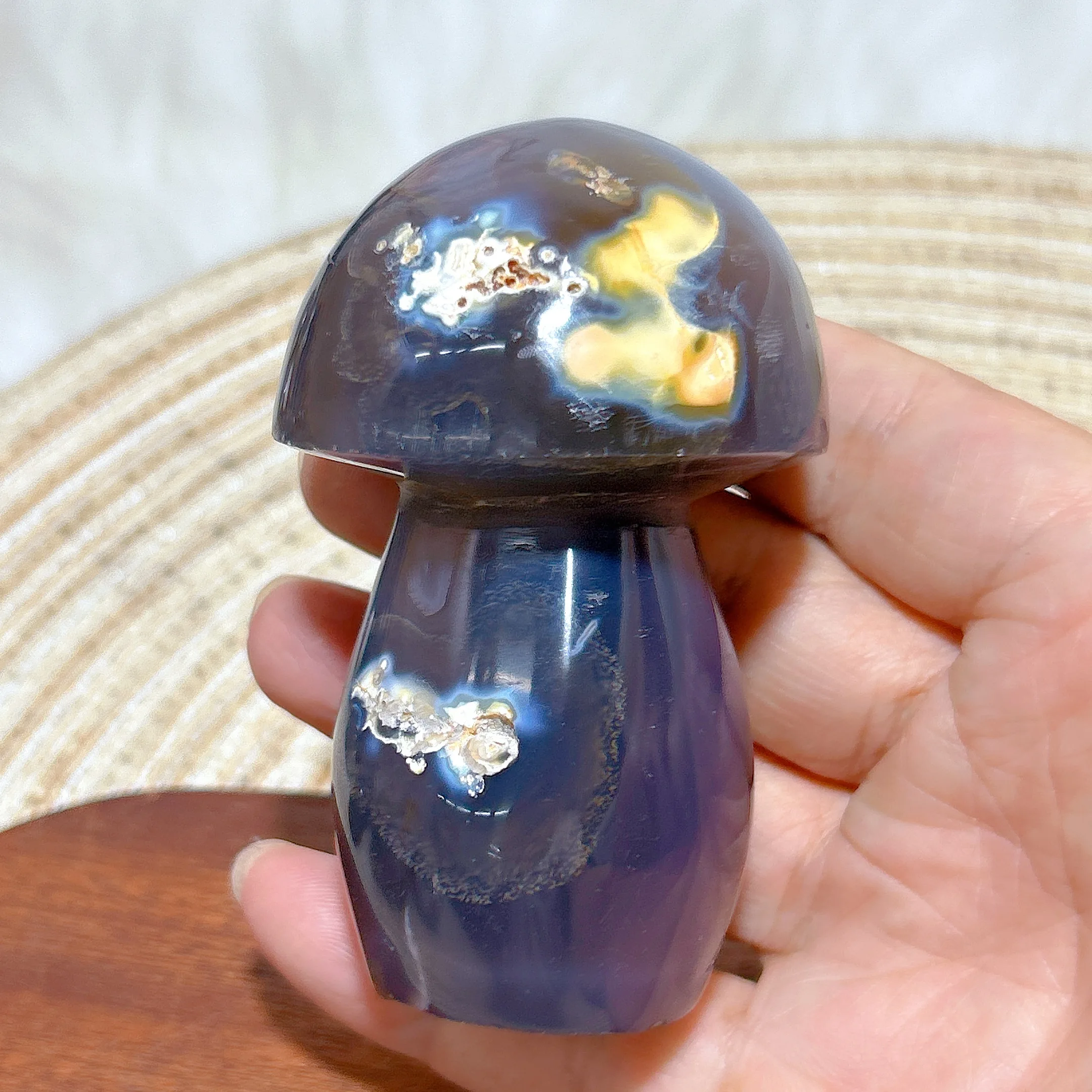 Natural Crystal Orca Agate Mushroom Freeform Healing High Quality Gemstone Reiki Energy Ore Home Decoration Room Decor Gift