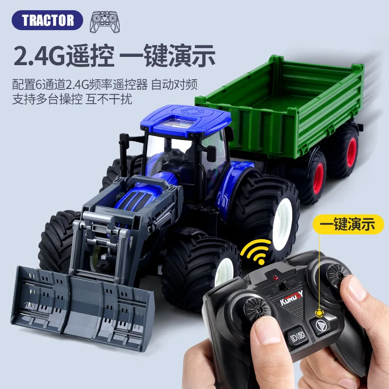 Alloy remote-controlled tractor toy large inertia sliding engineering vehicle Electric children\'s boy farm transport vehicle