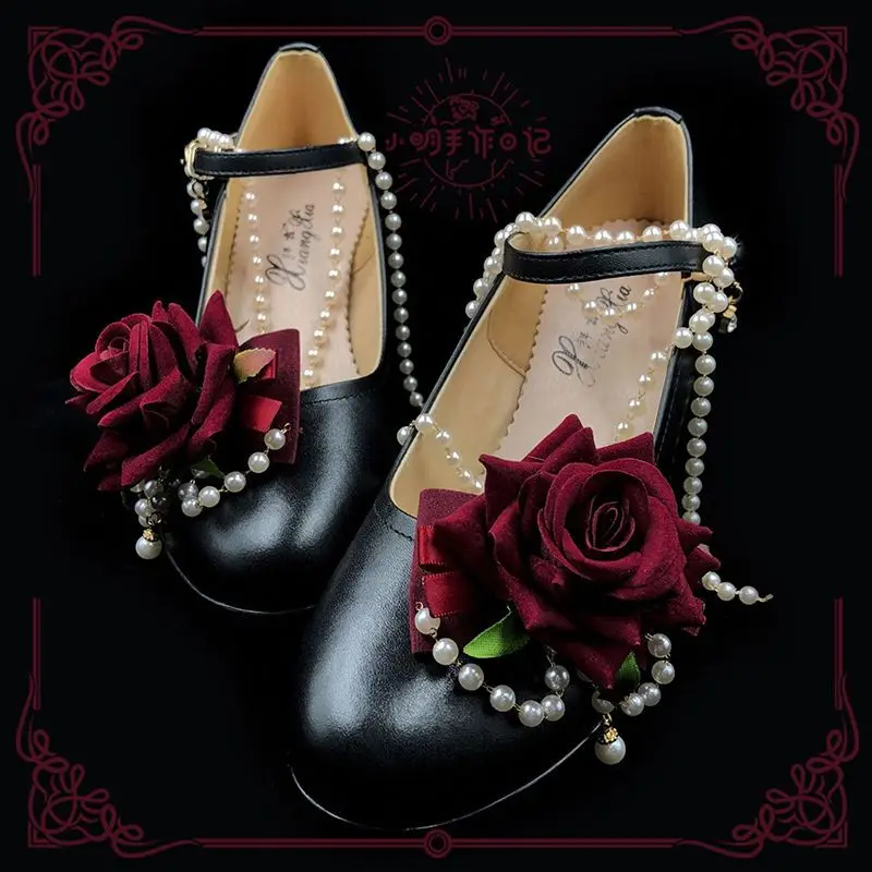 Bow Knot Shoe Clip with Detachable Shoe Buckle, Flower Pearl, Elegant Retro Lolita Decoration Without Shoes