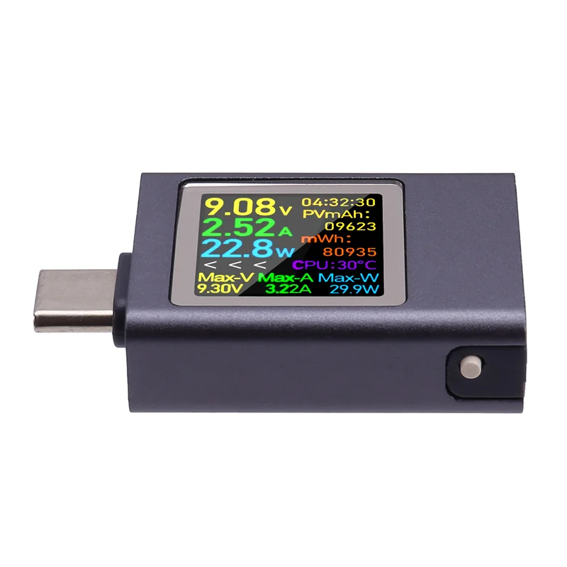 AB47-DC4.5-50V 0-12A PD3.1 pantalla Digital multifunción amperímetro de voltaje CC medidor de potencia tipo C probador de carga de teléfono móvil
