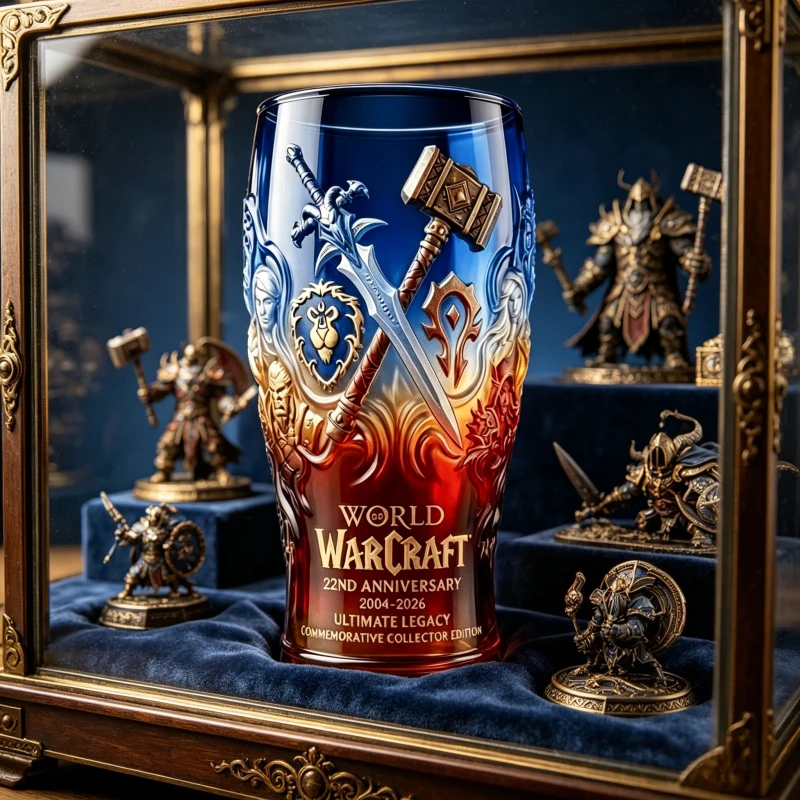 World of Warcraft Themed Glass Cup Horde Alliance Emblem Beer Mug For Home Bar Decoration Collectible Gift For WOW Gamers view 6