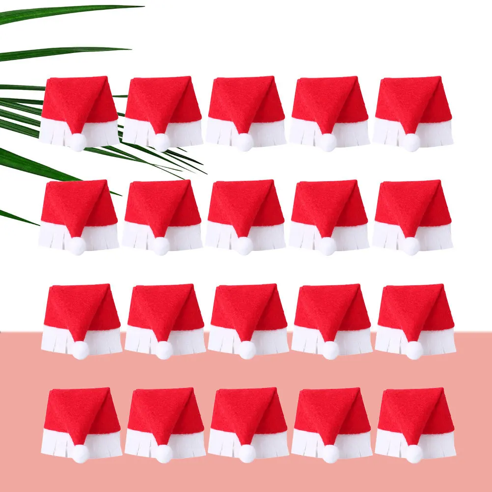 

20Pcs Christmas Cup Covers Santa Hat Design for Wine Glasses Flutes Party Decorations Gifts Christmas Favors