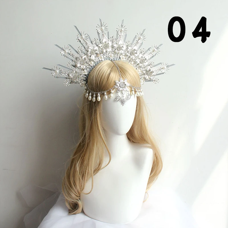 ゴシックハロークラウンヘッドピースバロック女王プリンセスクラウンヘアバンド太陽女神ティアラDIY素材キットロリータヘアアクセサリー